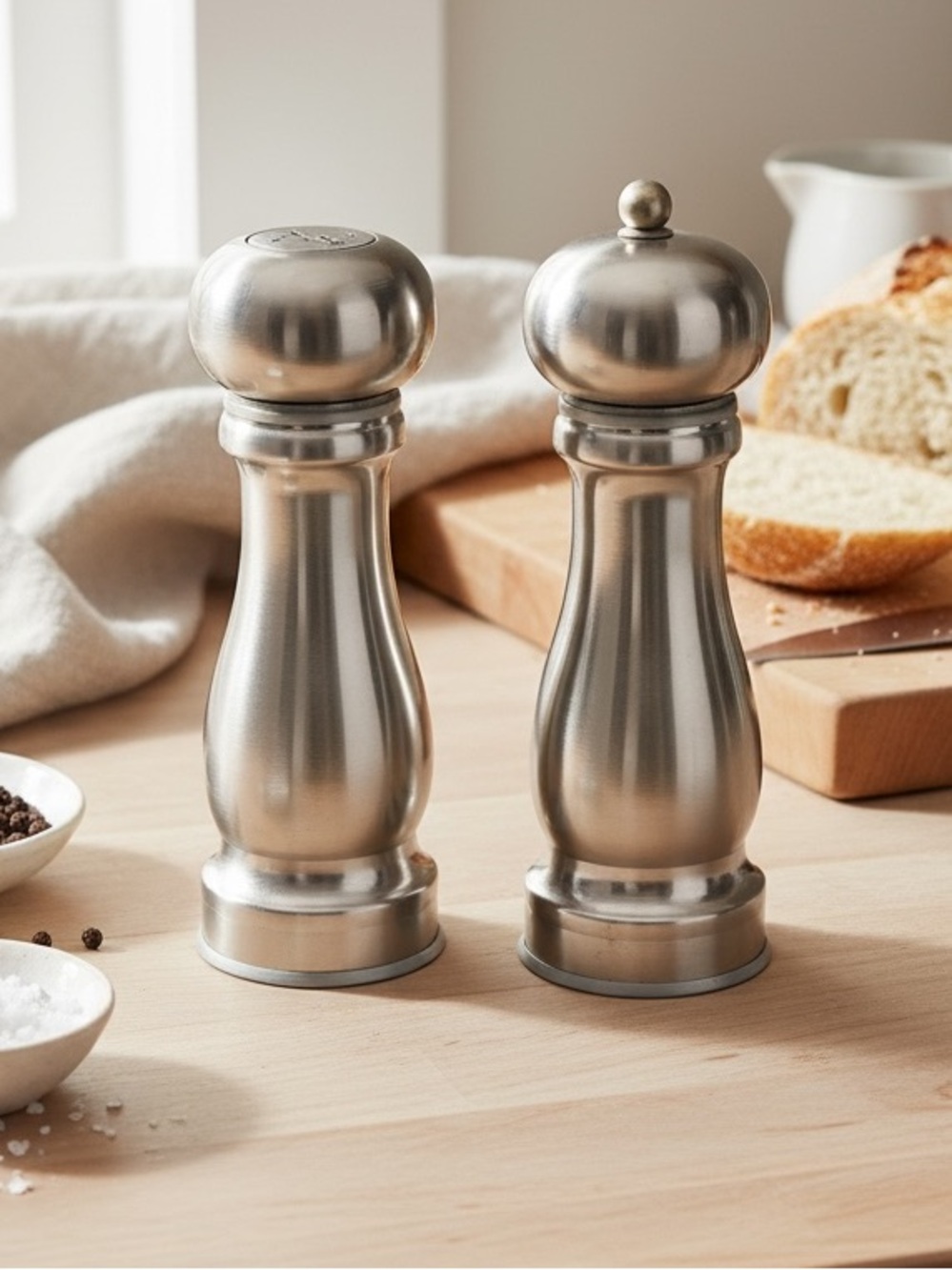 Trudeau Stainless Steel Pepper Grinder and Salt Shaker
